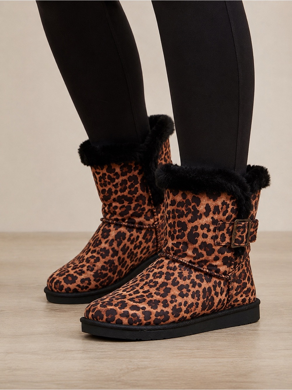 Torrid Leopard Print Faux Fur Boots Women's 8 WW Extra Wide